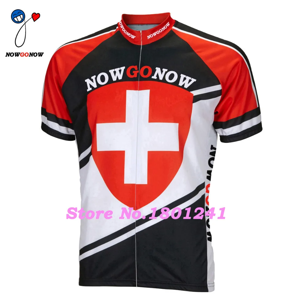 Customized 2017 black red cycling jersey Switzerland Swiss bike