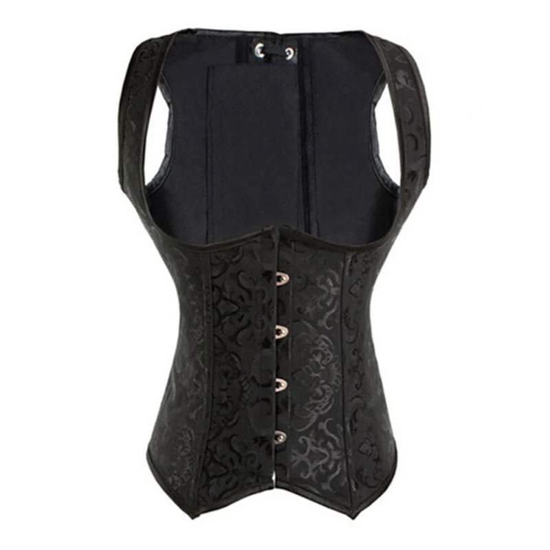 Black Steel Boned Waist Trainer Corset Burlesque Costume Overbust Corsets And Bustiers Top Underbust Satin Steampunk Corset Sexy (14)