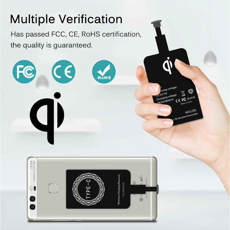 Qi Беспроводное зарядное устройство приемник для iPhone 7 6s Plus 5s Кабель с разъемом Micro