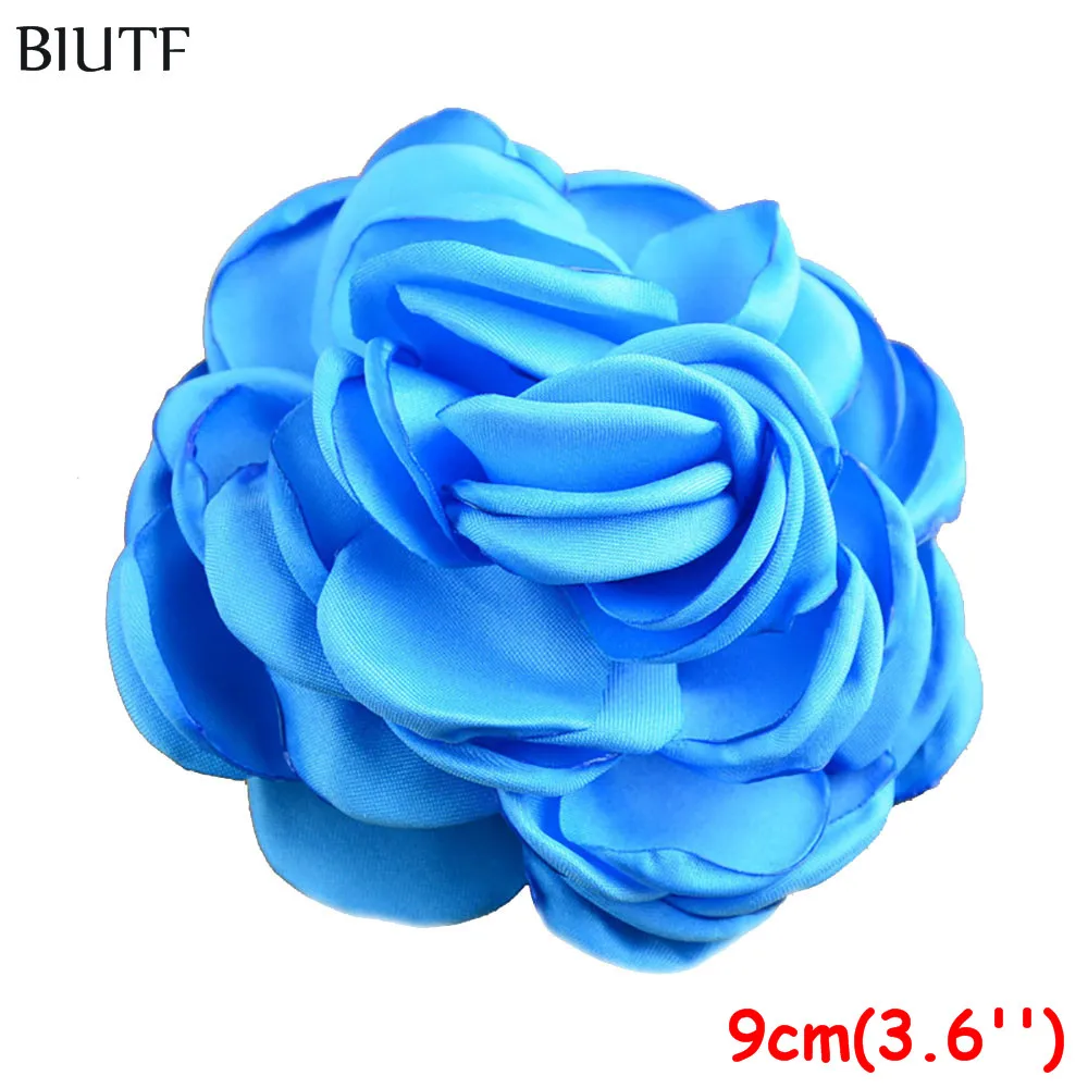 

26pcs/lot 9.0cm Large Burnt Satin Rose Flower Girl Hair Clip Accessories Wedding Decoration H0130