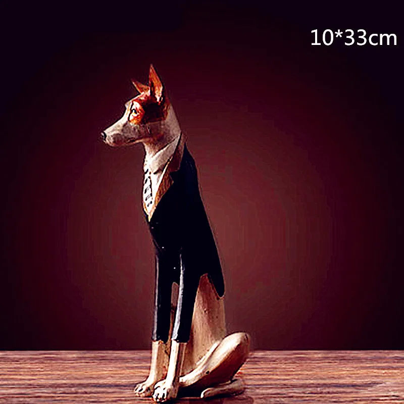 Имитация животного статуя собаки Доберман пиншер бюст головные портреты украшения дома смолы Искусство ремесло креативный подарок L2741 - Цвет: As Picture Shows