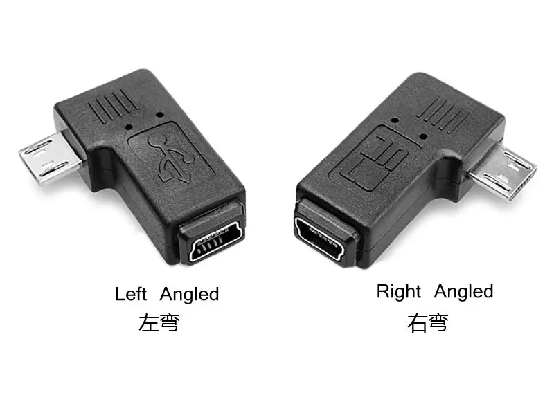 

90 Degree Left & Right Angled Mini USB 5pin Female to Micro USB Male Data Sync Adapter Plug Micro USB To Mini USB Connector