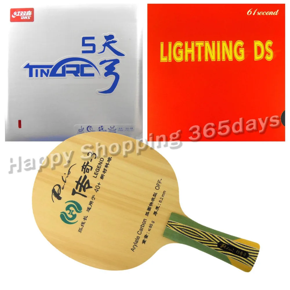 

Original Pro Table Tennis Combo Racket Palio Legend-3 with 61second Lightning DS and DHS TinArc5 Shakehand long handle FL