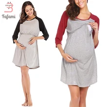 Ночная рубашка для беременных, кормящих грудью, одежда для сна, Одежда для беременных женщин, хлопковая Ночная одежда для кормящих грудью, домашняя одежда