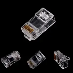 100 шт. прозрачный RJ45 CAT6 8-контактный модульный Вилки utp-неэкранированная версия с загрузкой бар