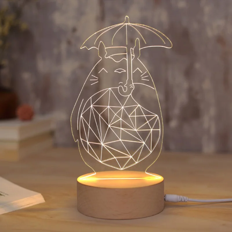 

2018 Brand design Cartoon Cat 3D Lamp With USB , And Bedside acrylic bedroom Decoration night light