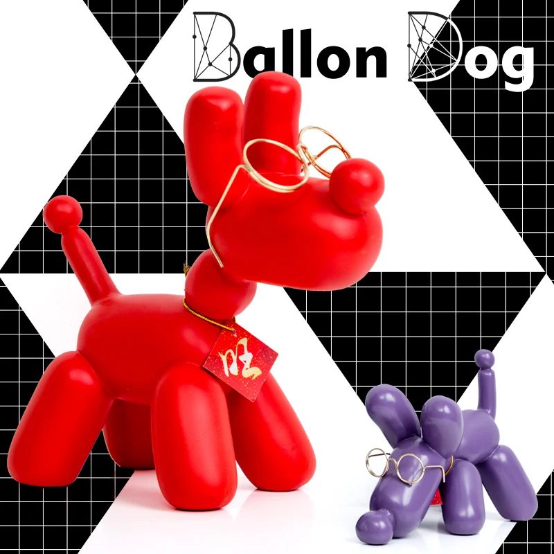 

Simulation Animals Jeff Koons Shiny Balloons Dog Statue Resin Craftwork Home Decoration Accessories Europe Style L2971