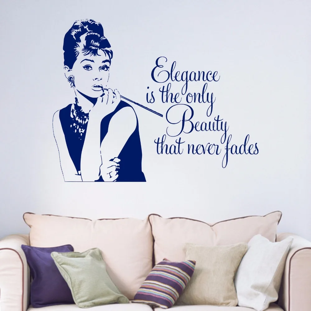 Us 724 32 Offaudrey Hepburn Elegant Ist Die Nur Schönheit Die Nie Verblasst Inspirational Zitate Zimmer Abnehmbare Vinyl Wandkunst Aufkleber