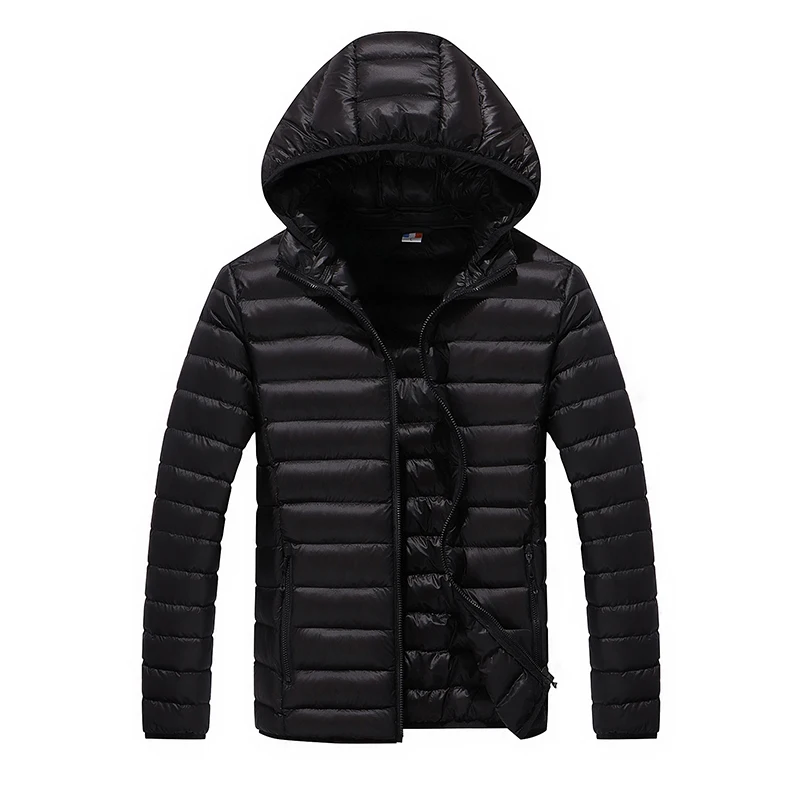 

Warm Men's Down Jackets Slight Waterproof Casual Overcoat Snow Coats Thick Hooded Winter Cotton Down Jacket For Man 4XL