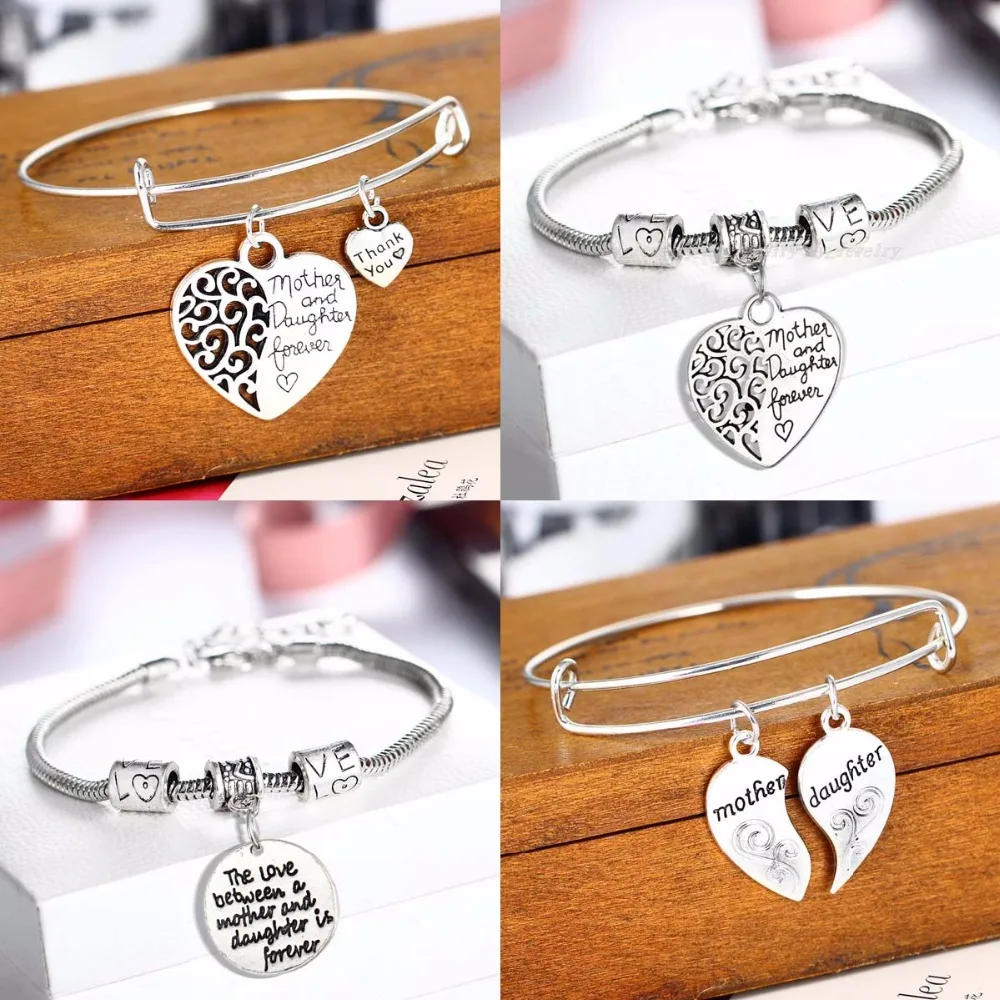 Pulsera de corazón de agradecimiento para madre e hija, brazalete cuentas de amor para e hija, regalos para mujer, joyería con abalorios|bangle bangleslove bangle - AliExpress