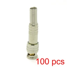 100x Solderless BNC Male Connector Plug to RG59 Coax Cable Coupler CCTV Adapter