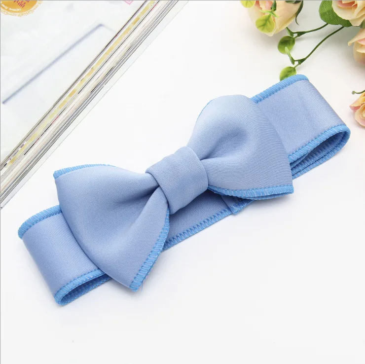 Fashion kids infant child girls head wraps tiara elastic ribbon headband satin big bows headwrap hair bands Accessories For Party (8)