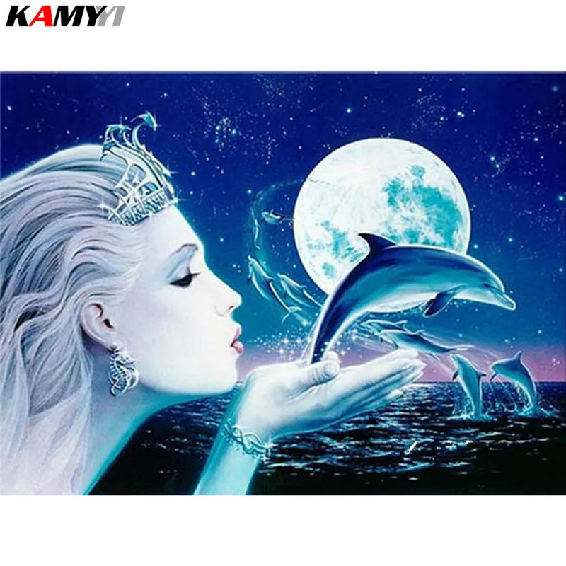 

Princess dolphin Pattern Diamond Embroidery DIY Diamond Painting Cross Stitch 5D Full Rhinestone Mosaic Home Decor XY1