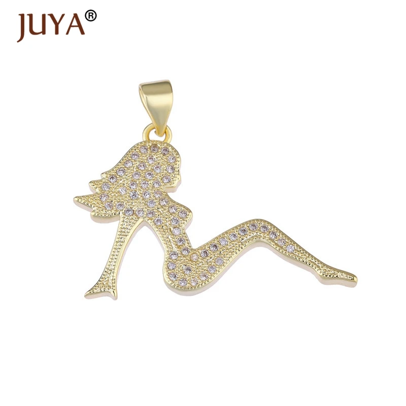 

Fashion Mermaid Charms for Jewelry Making DIY Bracelet Necklace Pendant Charm Copper CZ Accessories Gold Silver Rose Gold Color