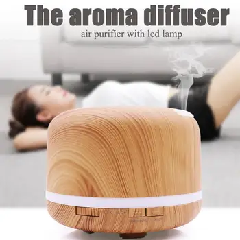 

500ml Air Humidifier Essential Oil Diffuser Wood Grain Aroma Aromatherapy Diffuser Mist Maker LED light for Home Office 100-240V