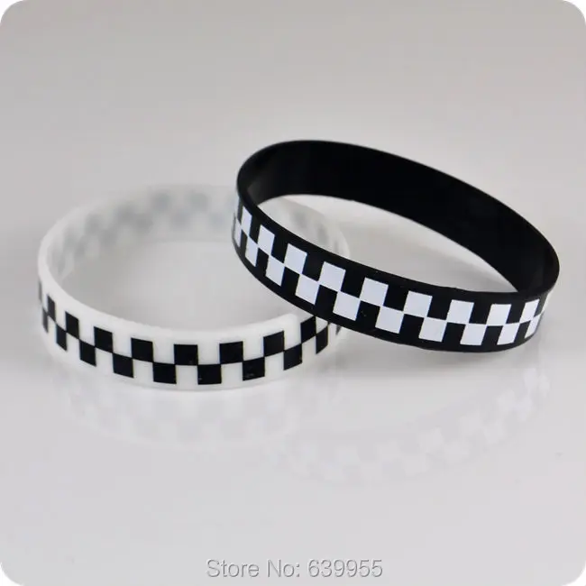 

10x Mosaics Silicone Bracelets Wristband black and white Fashion Jewelry