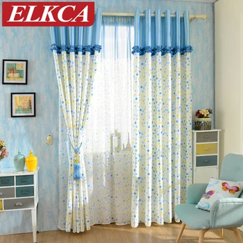

Mediterranean Endless Blue Curtains for the Bedroom Curtains for Living Room Kids Window Curtains Voile Tulle Drapes Custom Made