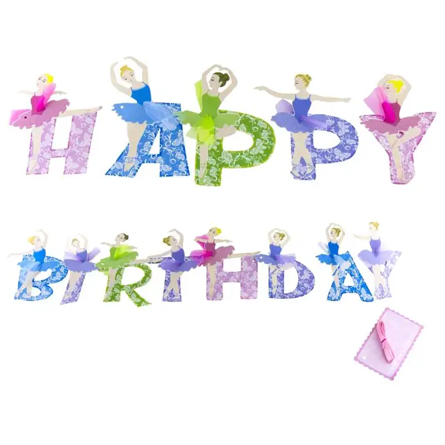happy birthday party girls letter paper flag banner girl princess