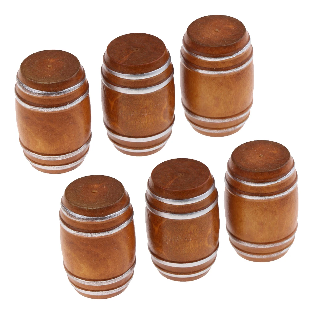 6 Pcs 1/12 Dollhouse Furniture Doll house Miniature Beer Barrel Cask Model Room Accessories Simulation Toys dolls accessories