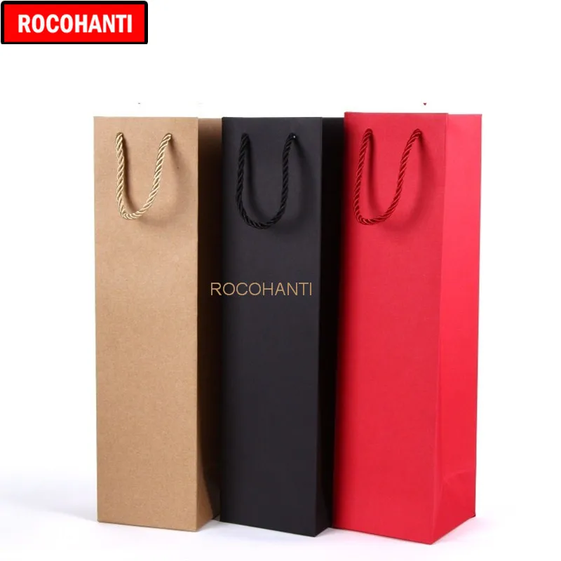10X Custom Printed Logo 250grams Paper Wine Bag for Single / Double