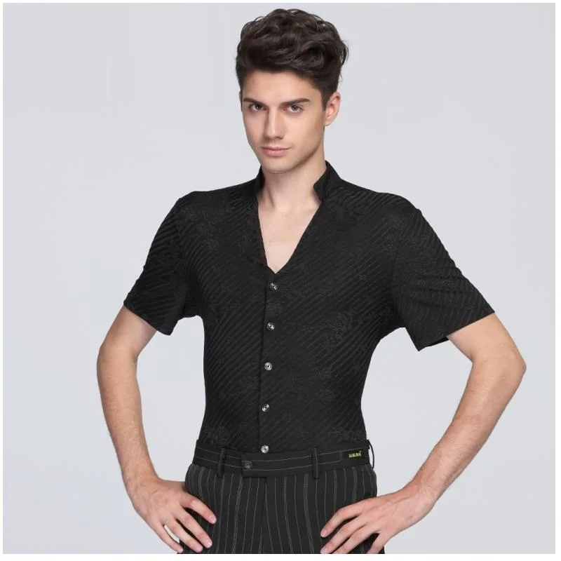 Latin Dance Shirt Male Dance Ballroom Costumes Men's Latin Dance Shirt
