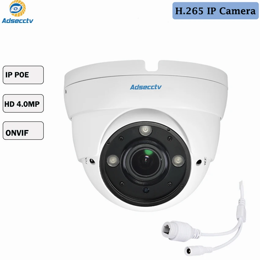

H.265 IP Camera PoE 4MP HD Vadalproof Infrared Night Vision Varifocal ONVIF Security Video Surveillance AR-IP2301F