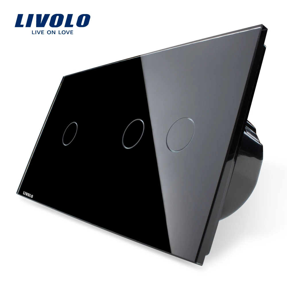 EU Type Switch Livolo Luxury Crystal Glass Panel Touch Switch Wall Light Switch VL C701 12