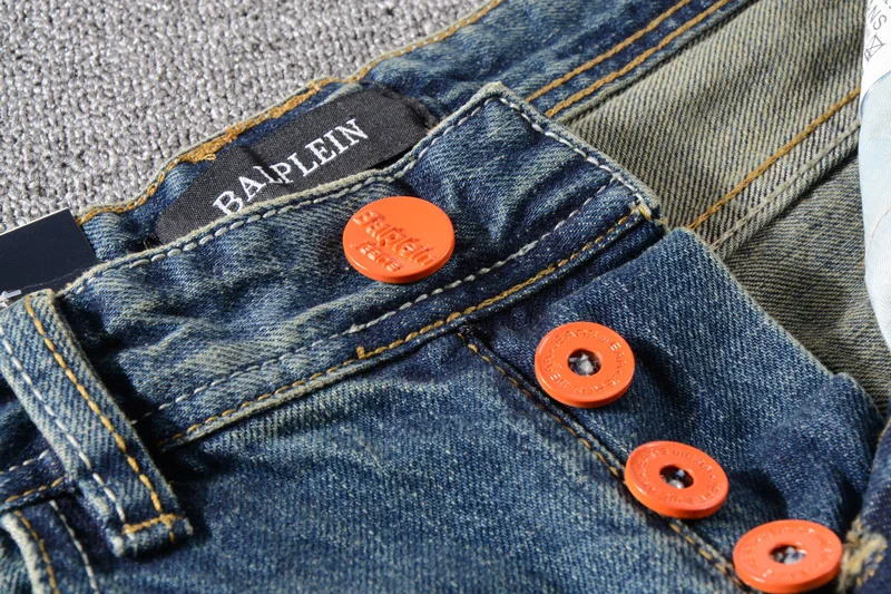 Fashion Designer Men Jeans Orange Stripe Vintage Straight Fit Cotton Denim Pants hombre Streetwear Classical Buttons Jeans Men