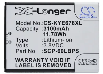 

Cameron Sino 3100mAh Battery 5AAXBT076GEA, SCP-60LBPS for Kyocera Brigadier, DuraForce, E6560, E6762, E6782