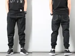 Japanese Style Fashion Men's Jogger Jeans Black Blue Color Streetwear Punk Pants Hip Hop Jeans Men Slim Fit Cargo Pants Homme Japanese Style Fashion Men's Jogger Jeans Black Blue Color Streetwear Punk Pants Hip Hop Jeans Men Slim Fit Cargo Pants Homme