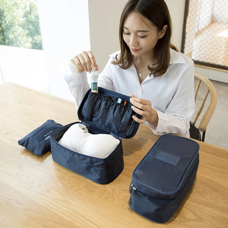 

Fashion Portable Clothes Boxes Underwear Bra Nylon Waterproof Packing Bins Makeup Organizer Cosmetic Bags Travelling Bags