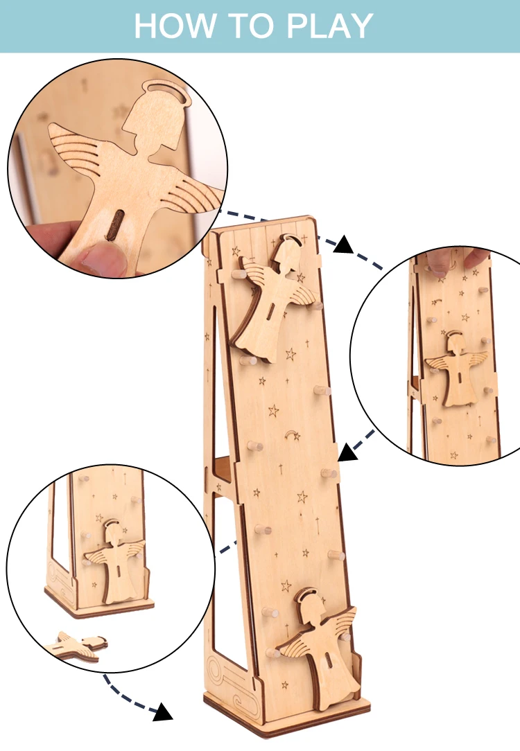 Деревянные головоломки Logwood для детей и взрослых, интересный посадочный ангел, игрушка для снятия стресса DIY, деревянная Новинка, кляп, игрушка для спорта и развлечений