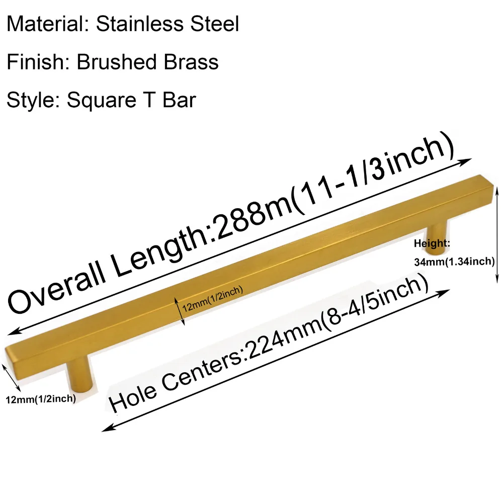 Золотые ручки для кухонного шкафа Ручки для ящиков комодов 2,"~ 10" матовая латунь квадратная Ванная комната для дверцы шкафа ручки из нержавеющей 15 упаковок