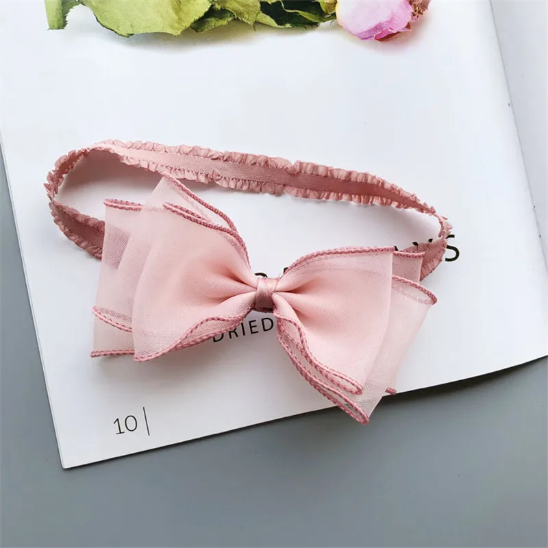 Baby Girl Accessories Lace Bow Flower Headband Bow knot Party Princess Dress Decoration High Quality - Цвет: Dark Pink