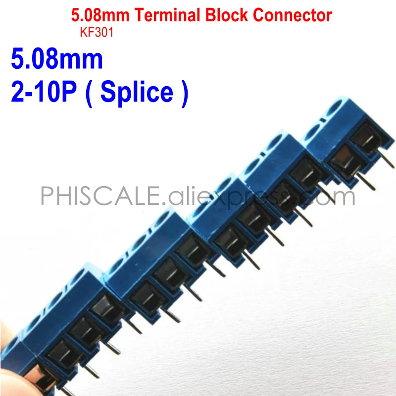 PHISCALE KF301 5 08 мм Шаг 2 10Pin PCB винтовой клеммный блок коннектор может быть сращён 2Pin 3Pin