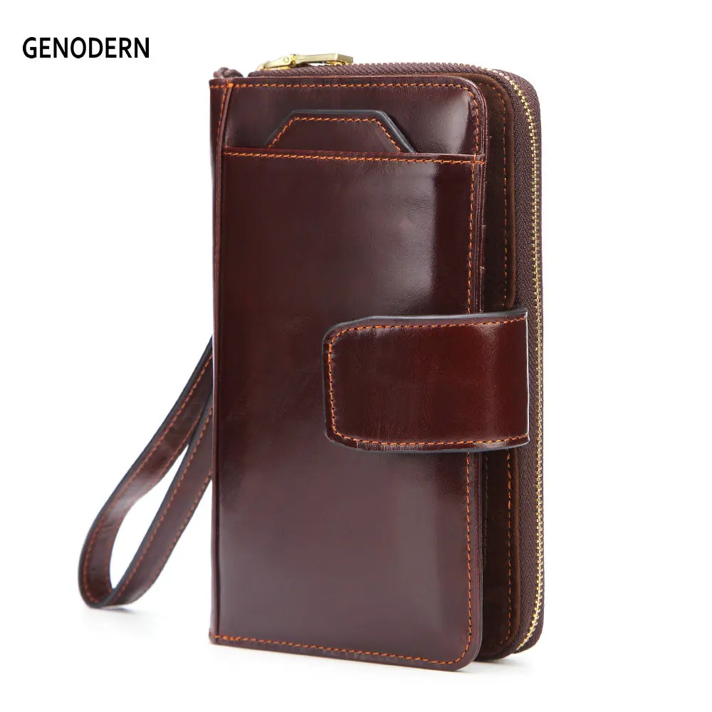 

GENODERN New Arrival Men Clutch Wallet with Card Holder Cell Phone Holder Vintage Men Wallet Clutch Bags