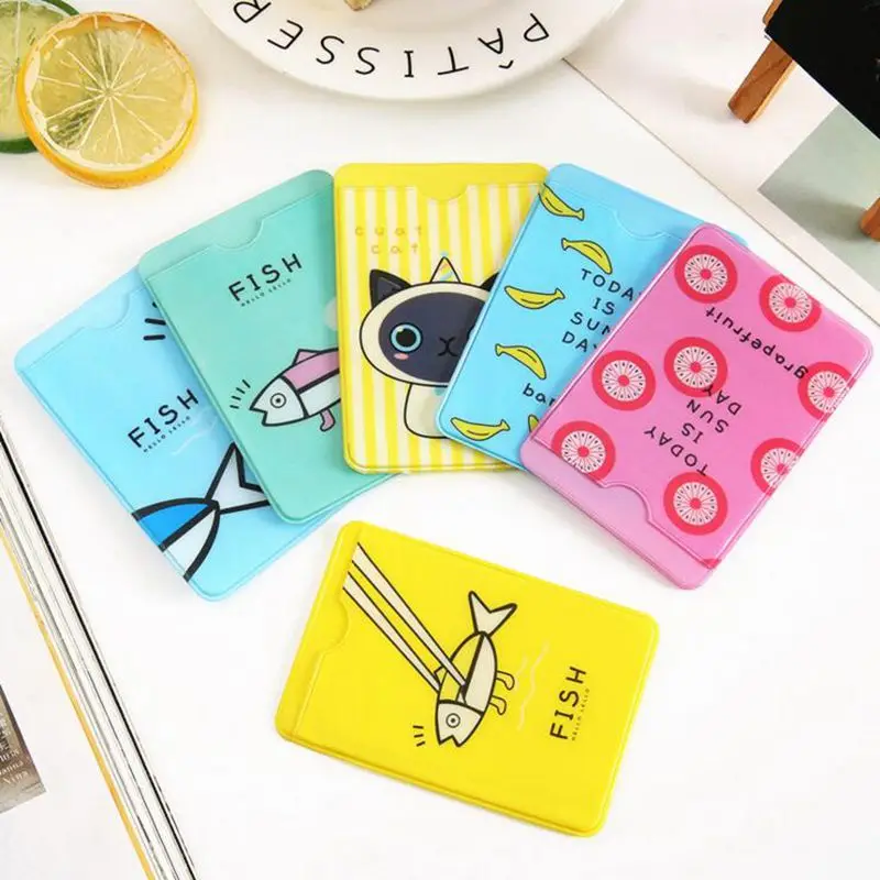 

2019 New 2 Layers Cute Student ID Card Sets Cartoon Fish PVC Card Holder Credit Students School Bus Business Cards Protector