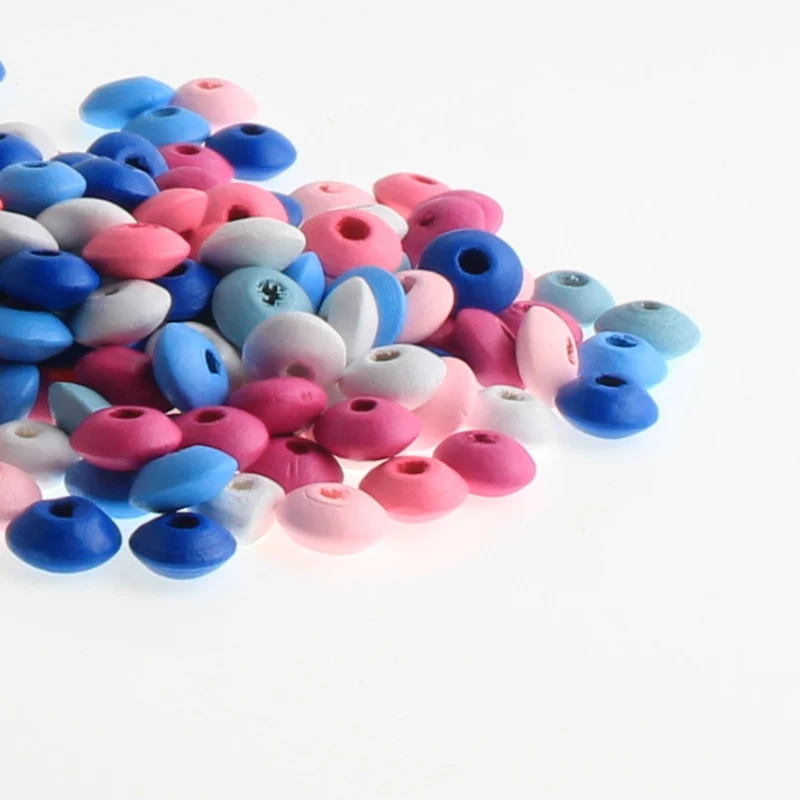 

100pcs 12x6mm Wood Dye Wooden Abacus Spacer Beads For Baby DIY Crafts Kids Toys Spacer Beading Bead Jewelry Making DIY