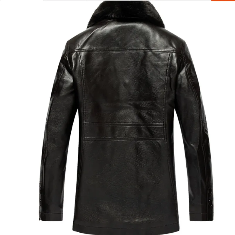 Мужская кожаная куртка осень зима размера плюс XL-7XL повседневные мотоциклетные пальто из искусственной кожи мужские брендовые бархатные пальто с меховым воротником F2357