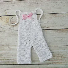 Белые летние детские комбинезоны комбинезон крючком из хлопка с розовым бантом, органические для девочек наряд для фотосессий, милый подарок душа ребенка