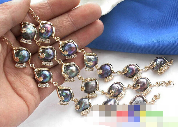 

08733 3items baroque black FW PEARL bracelet