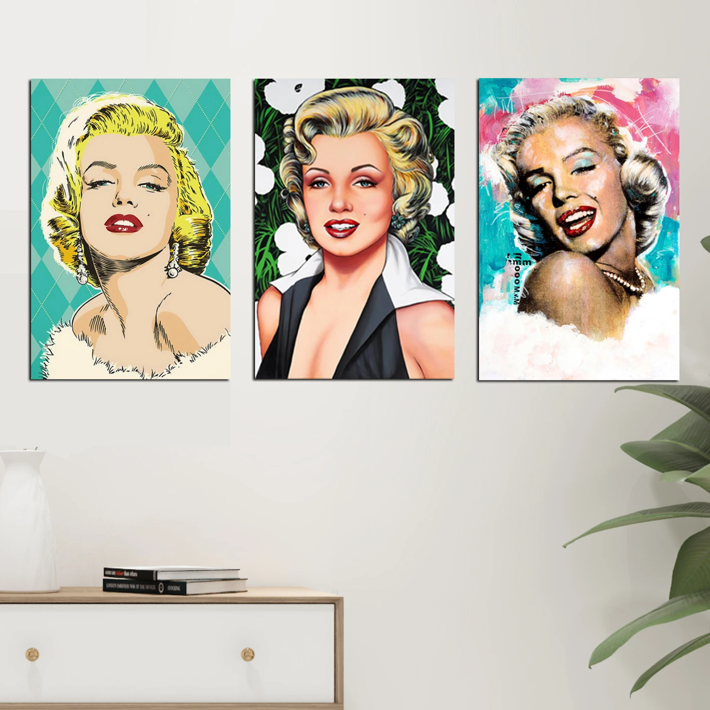 

Marilyn Monroe Poster Framed Scroll Painting HD Wall Art Hanging Canvas Painting HD Printed Pictures for Living Room Decoration