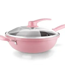 32 см розовый вакуумный вок домашняя антипригарная сковорода индукционная плита газ общего сплава Соединение дно 32x9 см