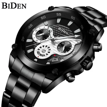 

BIDEN Men Quartz Watch Stainless Steel Men's Business Wristwatch Waterproof Chronograph Watches Male Clocks Relogio Masculino