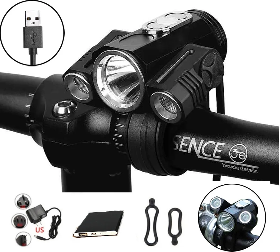 Cheap Bicycle Light Adjust Angle 3x XML-T6 LED 10000LM USB Rechargeable Power Bank Cycling Torch Bike Light Lamp Bike Accessories 4