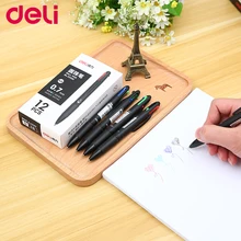 Deli 33390 12pcs/set ballpoint pen Black blue green redof multi-color functional four colors each pen 0.7mm Thermostat Pen japanese pilot lkfb 80ef multi function four color red blue black and green erasable pen gel pen multi function pen 1pcs lot