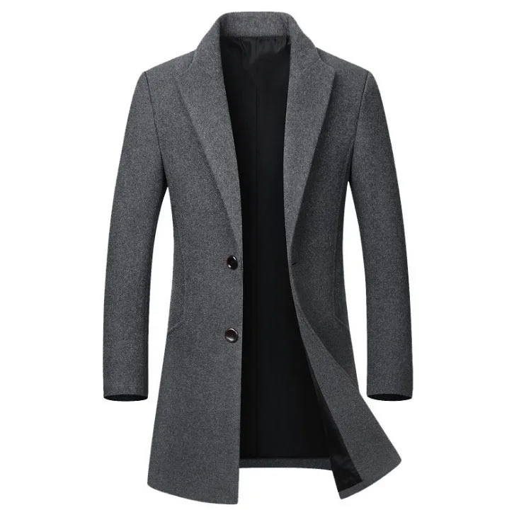 En Ligne Hiver Veste En Laine Pour Hommes Haute Qualité Laine Manteau décontracté Mince col laine manteau longue homme coton col trench