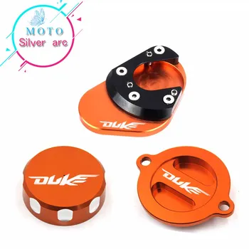 

CNC Aluminum Refit Motorcycle Engine Oil Filter Cover Cap+ Side Stand Extension+Brake Reservoir Cover For KTM DUKE 125 200 390