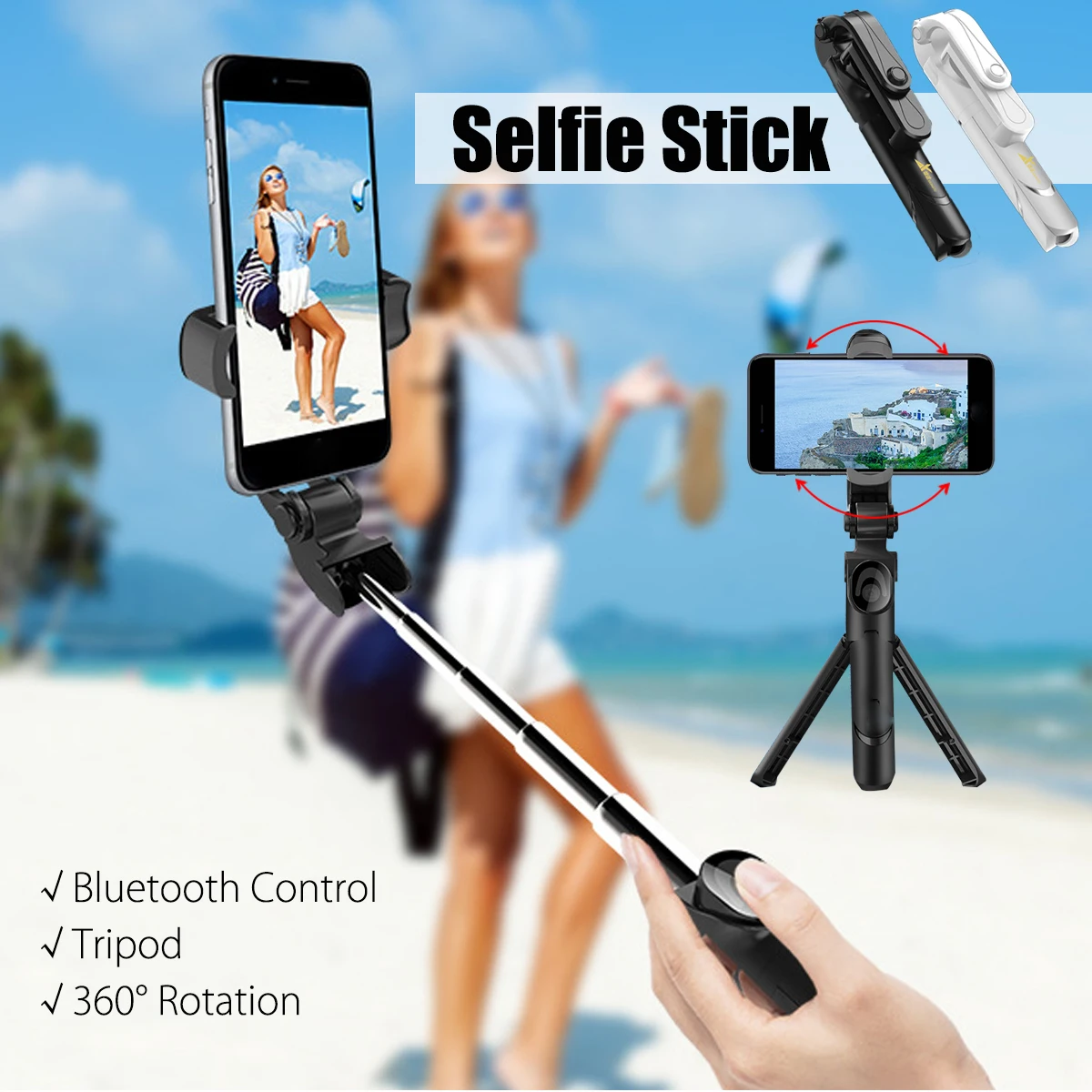 

Mini bluetooth Selfie Stick Foldable Handheld Tripod Monopod Remote Control Live Streaming Holder Stand For iPhone X 8 7 Plus