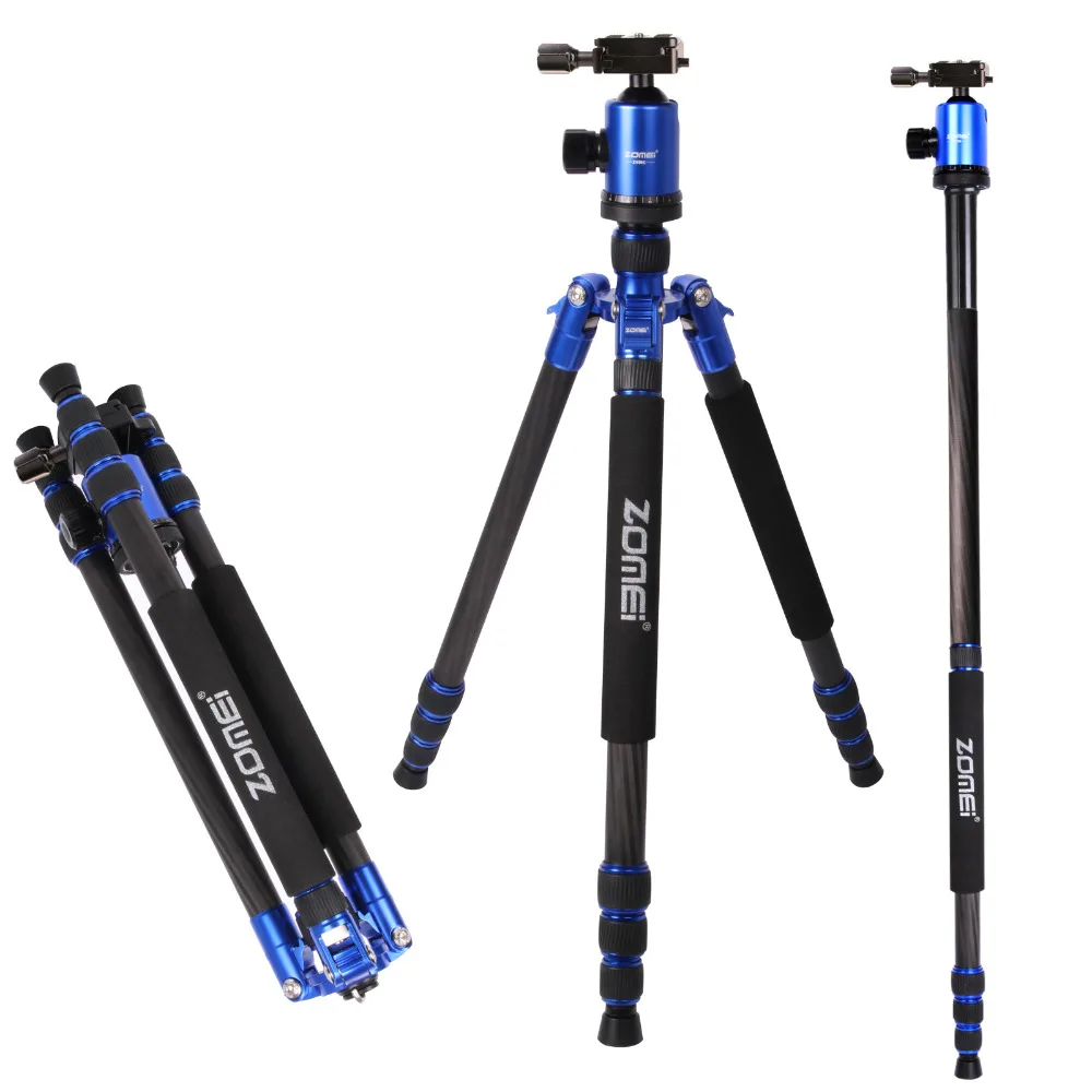Free Shipping DHL Zomei Z888C Blue camera tripod carbon fiber tripod